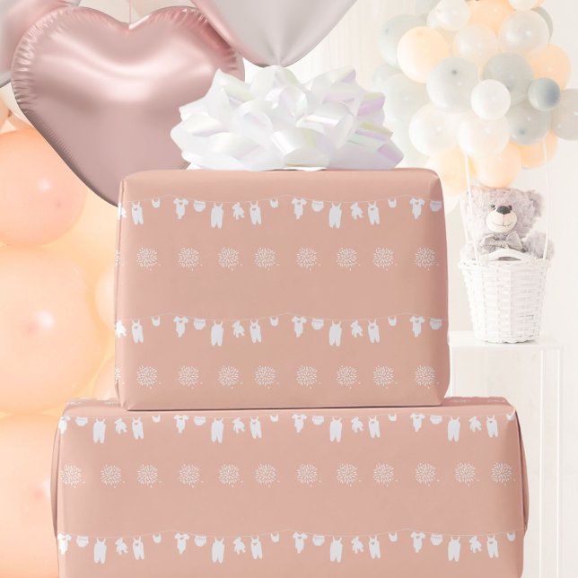Blush Pink Minimalist Baby Girl Shower Wrapping Paper (Blush Pink Minimalist Baby Girl Shower Wrapping Paper ©Susanne Sachers - Sunny Mind 🌞)