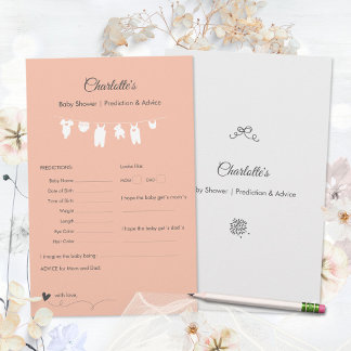Blush Pink Minimalist Baby Shower Predictions Game