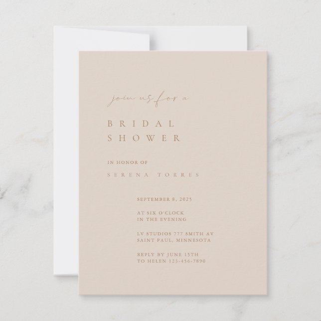 Blush Pink Minimalist Bridal Shower Invitation (Front)