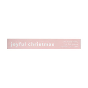 Blush Pink Minimalist Christmas Address Wrap Around Label
