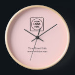 Blush Pink Minimalist | Custom Modern Business  Clock<br><div class="desc">Keep time in style with this blush pink minimalist custom business logo design. Perfect for corporate offices,  home workspaces,  or promotional branding,  this modern clock design allows you to showcase your company logo in a clean and professional way. Sleek,  personalised,  and stylish—ideal for branding with a modern touch.</div>