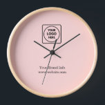 Blush Pink Minimalist | Custom Modern Business Clock<br><div class="desc">Keep time in style with this blush pink minimalist custom business logo design. Perfect for corporate offices, home workspaces, or promotional branding, this modern clock design allows you to showcase your company logo in a clean and professional way. Sleek, personalised, and stylish—ideal for branding with a modern touch.</div>