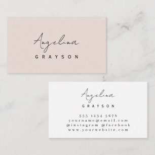 Blush Pink Minimalist Feminine  Handwritten script Business Card