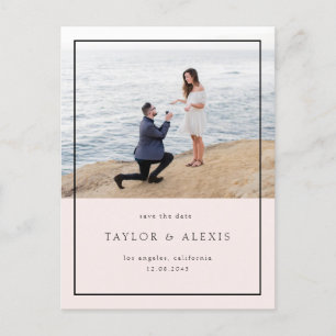 Blush Pink Minimalist Frame Photo Save the Date Postcard