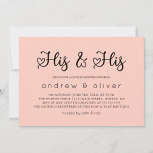 Blush Pink Minimalist His & His Couple's Shower Invitation