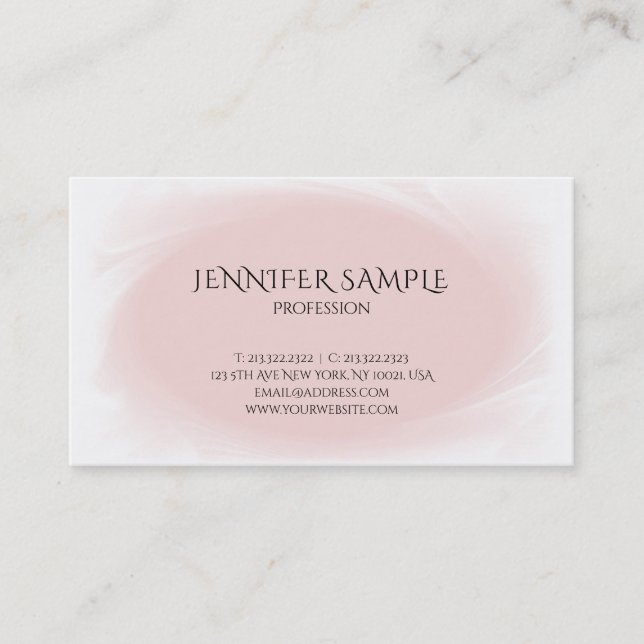 Blush Pink Minimalist Modern Elegant Plain Trendy Business Card (Front)