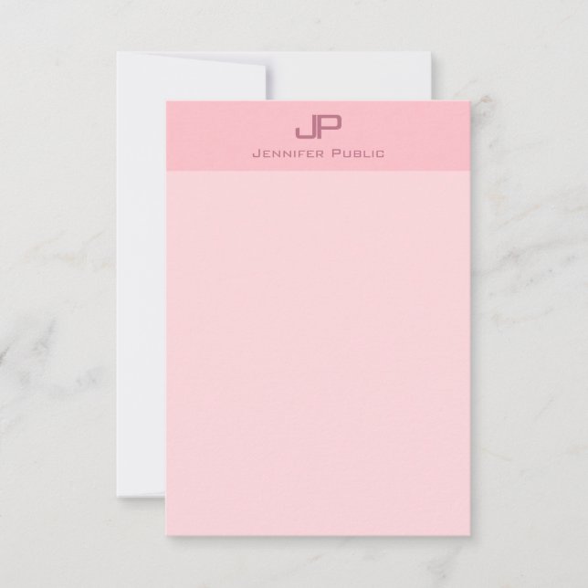Blush Pink Minimalist Modern Monogram Template (Front)