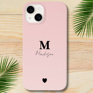 Blush Pink Minimalist Monogram Name Case-Mate iPhone 14 Case
