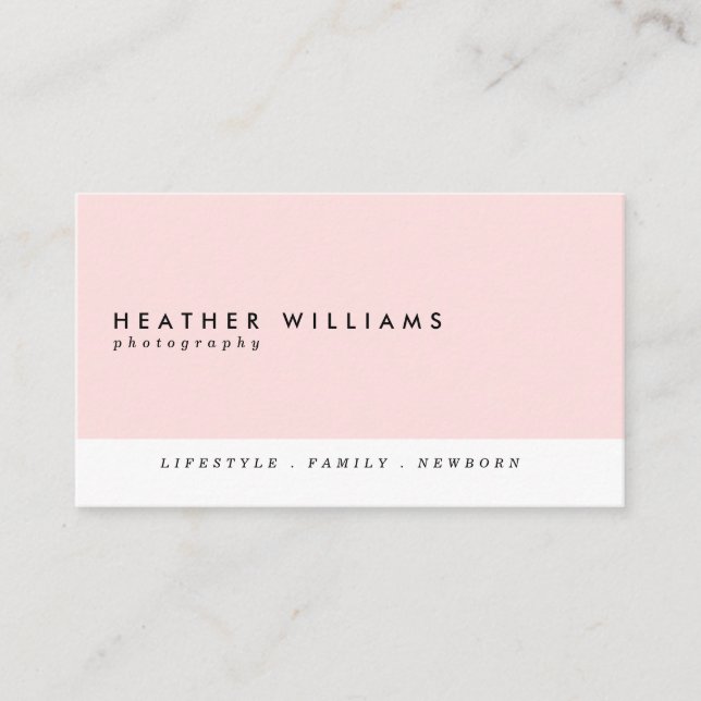 Blush Pink Minimalist Photography Business Cards (Front)