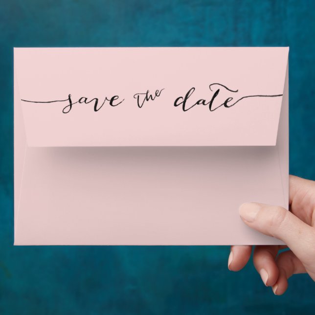 Blush Pink Minimalist Save the Date Envelope (Hand)