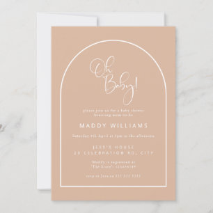 Blush Pink Minimalist Script Arch Oh Baby Shower  Invitation