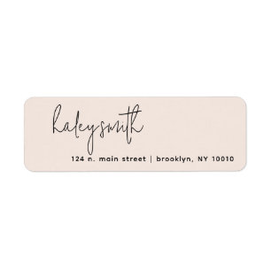 Blush Pink Minimalist Script Return Address Label