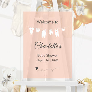 Blush Pink Minimalist Translucent Baby Girl Shower Acrylic Sign