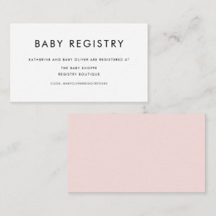 Blush Pink Minimalist Typography Baby Registry Enclosure Card