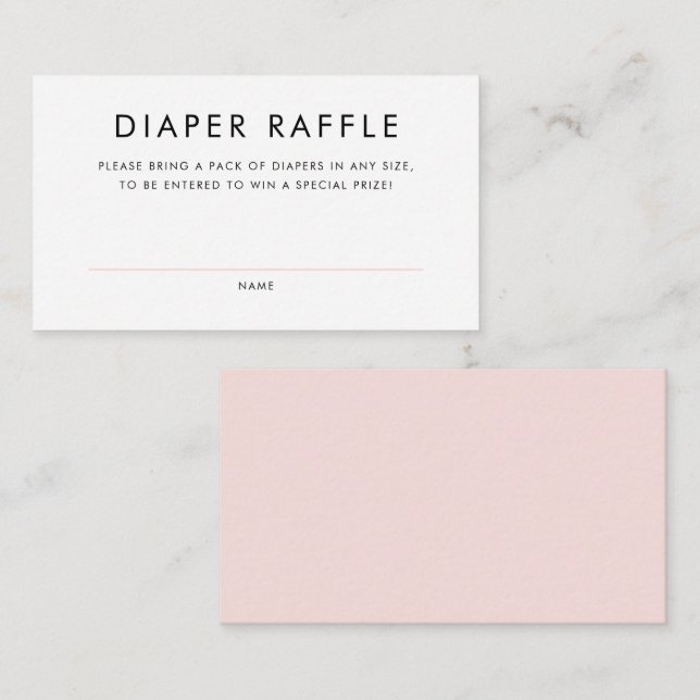 Blush Pink Minimalist Typography Diaper Raffle Enclosure Card (Front/Back)