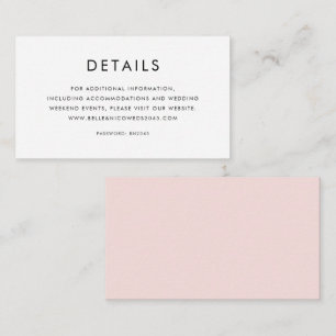Blush Pink Minimalist Typography Wedding Details Enclosure Card