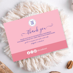 Blush Pink Minimalistic Business Thank You Card