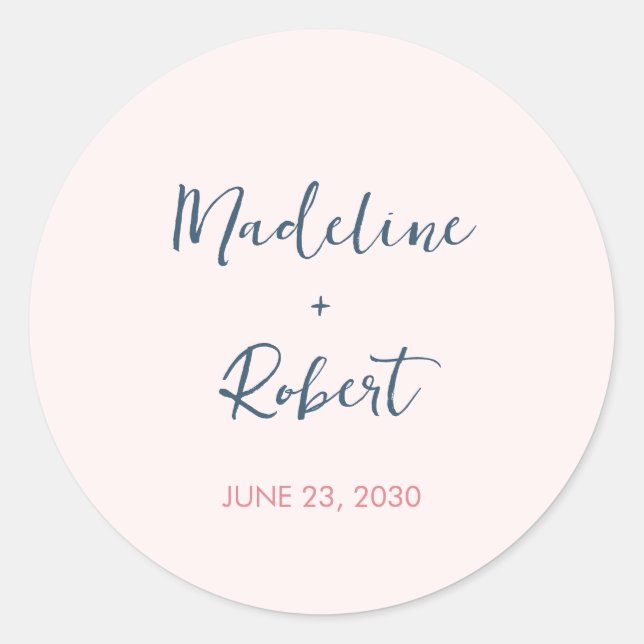 Blush Pink Mininmalist Wedding Envelope Seal (Front)