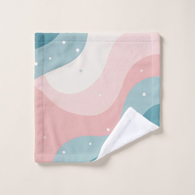 Blush Pink Mint Abstract Modern Collection Bath Towel Set (Wash Cloth)