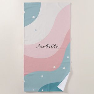 Blush Pink Mint Abstract Modern Collection Beach Towel