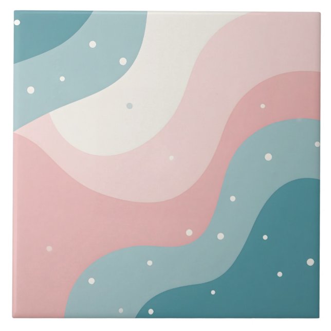 Blush Pink Mint Abstract Modern Collection Tile (Front)