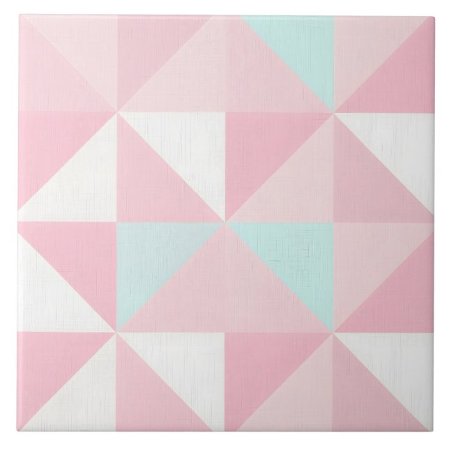 Blush Pink Mint Abstract Popular Collection Tile (Front)