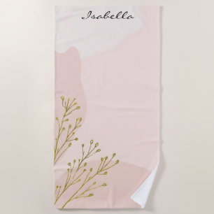 Blush Pink Mint Abstract Trendy Collection Beach Towel