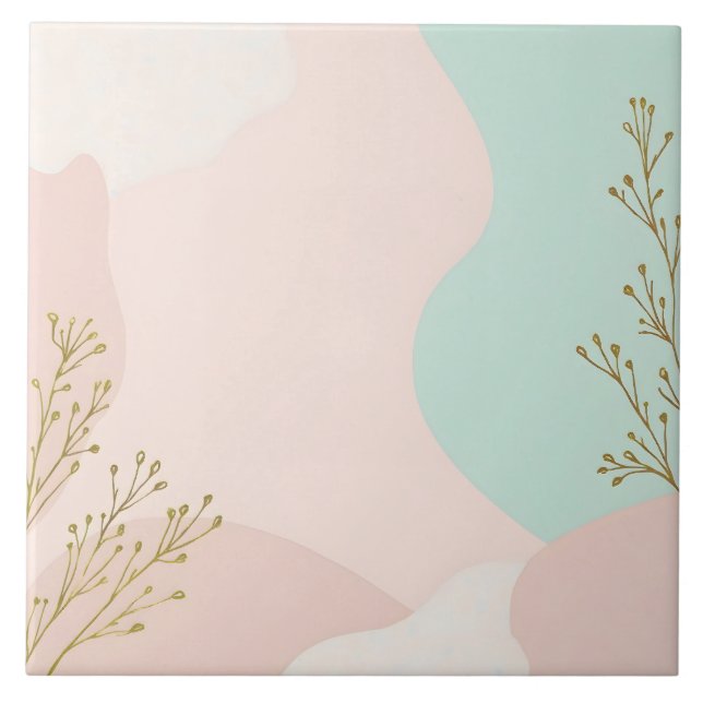 Blush Pink Mint Abstract Trendy Collection Tile (Front)