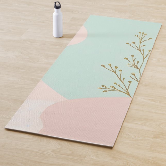 Blush Pink Mint Abstract Trendy Collection Yoga Mat (In Situ)