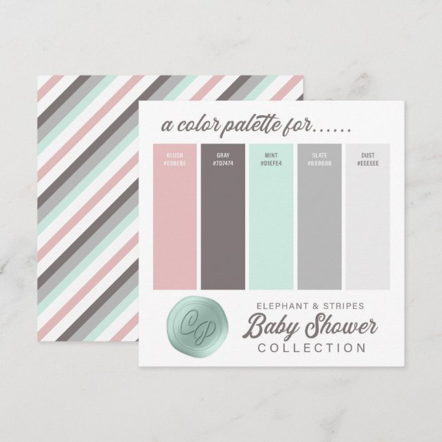 Blush Pink & Mint Baby Shower Colour Palette Card (Front/Back)
