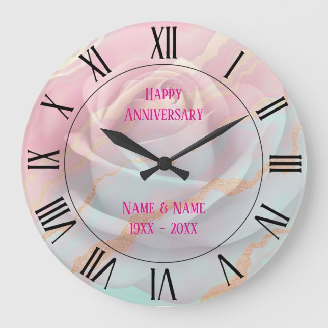 Blush Pink Mint Gold Luxury Popular Collection Large Clock (Front)