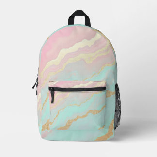 Blush Pink Mint Gold Luxury Popular Collection Printed Backpack