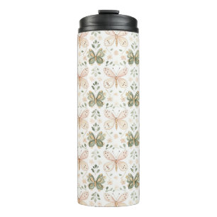 Blush Pink Mint Green Butterfly Thermal Tumbler