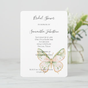 Blush Pink Mint Green Gold Butterfly Bridal Shower Invitation