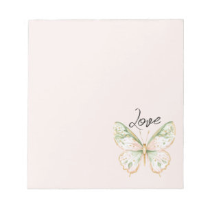 Blush Pink Mint Green Gold Butterfly Love Notepad