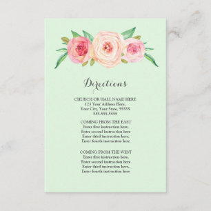 Blush Pink Mint Wedding Direction Insert
