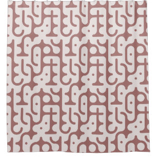 Blush Pink Mod Retro Geometric Bubble Dots Shower Curtain
