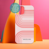 Blush Pink Mod Retro Striped Pattern Custom Name