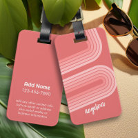 Blush Pink Mod Retro Striped Pattern Custom Name