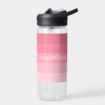 Blush Pink Mod Retro Striped Pattern Custom Name Water Bottle<br><div class="desc">70s Inspired Retro Stripes - A funky pattern with bold stripes and a monogram of your first or last name. If your art still needs to be adjusted, click on the Customise This button. This will take you to a design area where you can move things around and even change...</div>