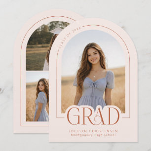 Blush Pink Modern 5 Photo Graduation Announcement