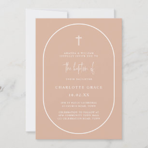 Blush Pink Modern Arch Script Minimalist Baptism I Invitation