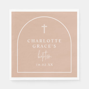 Blush Pink Modern Arch Script Minimalist Baptism  Napkin