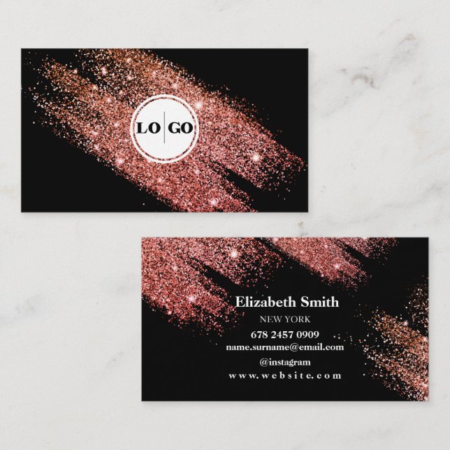 Blush Pink Modern Black Business Card (Front/Back)