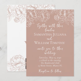 Blush Pink Modern Boho Classic Minimalist Wedding Invitation
