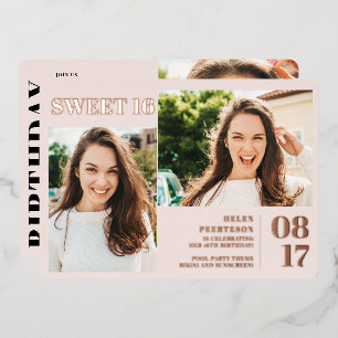 Blush pink modern bold 3 photos Sweet 16