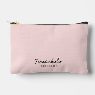 Blush Pink Modern Bridesmaid Script Design Accessory Pouch