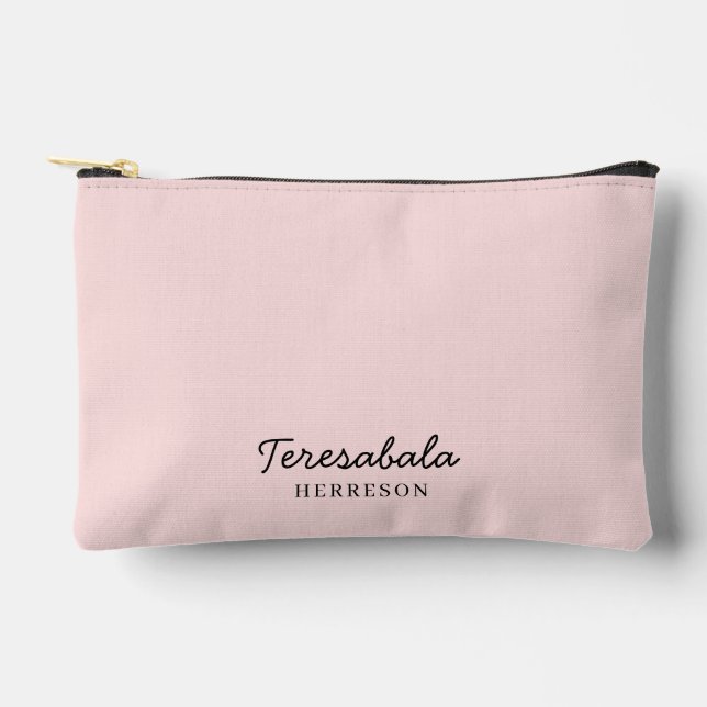 Blush Pink Modern Bridesmaid Script Design Accessory Pouch (Front)
