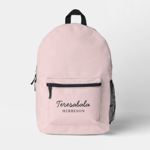 Blush Pink Modern Bridesmaid Script Design Printed Backpack