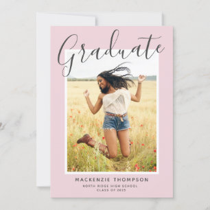 Blush Pink Modern Calligraphy Graduation Party Invitation